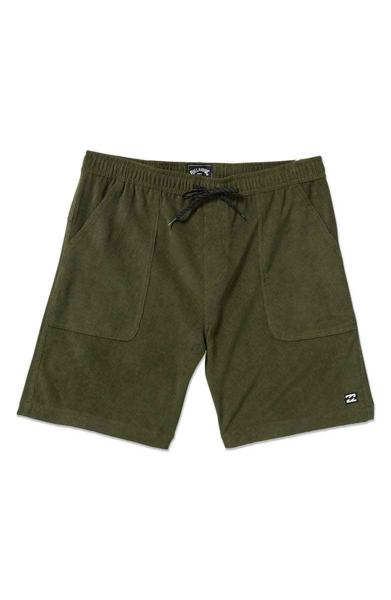 Billabong De la Cruz Submersible Water Repellent Corduroy Shorts, Alternate, color, Olive