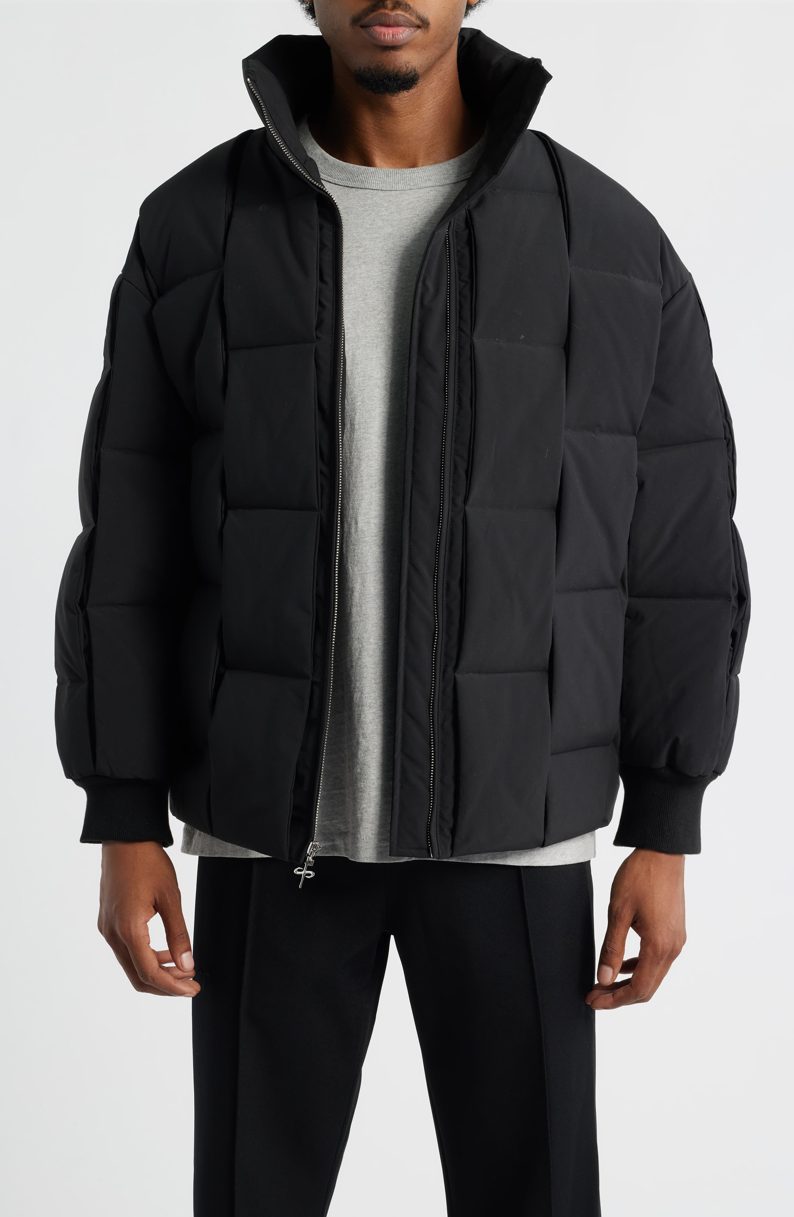 SANTO STUDIO Milazzo Basketweave Quilted Puffer Jacket