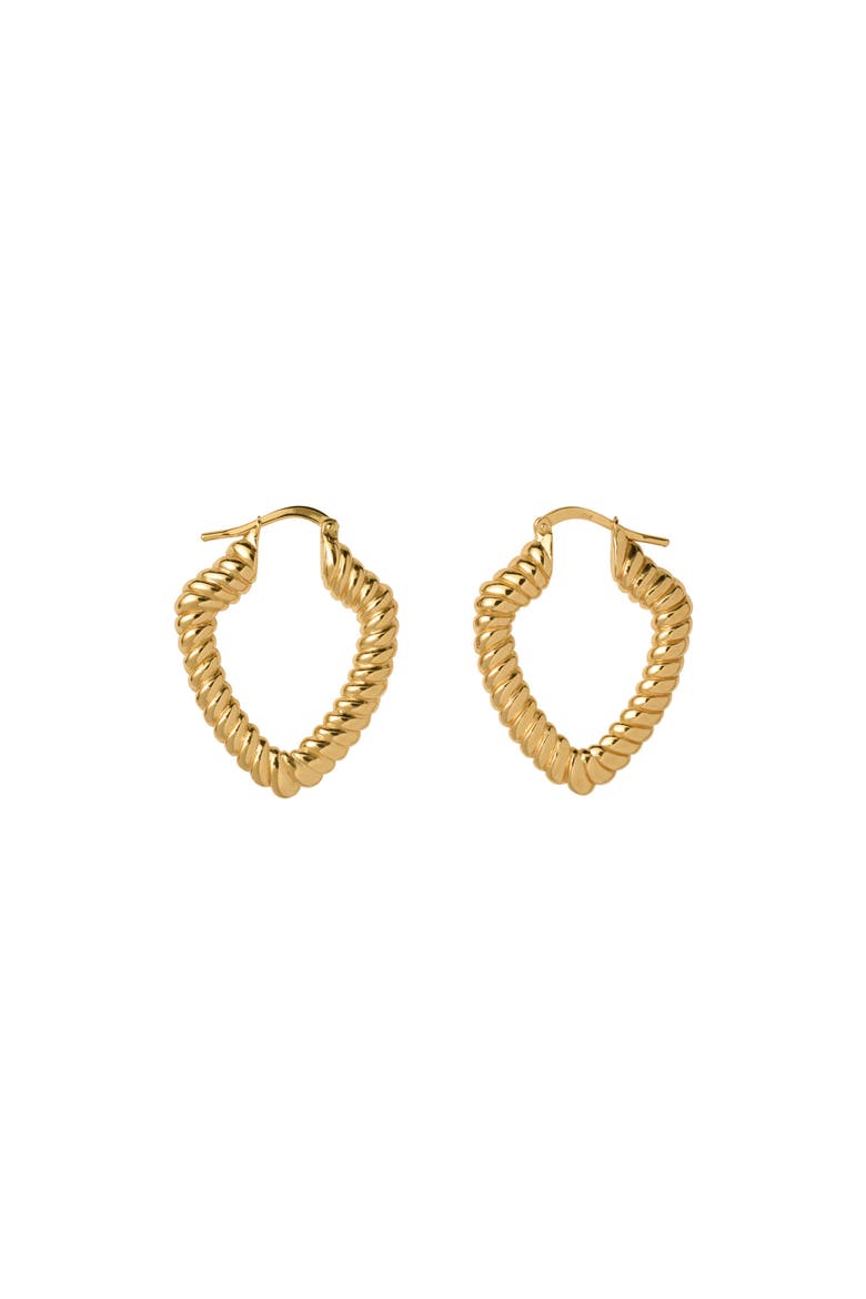 Small Shield Twisted Hoop Earrings, Main, color, Gold