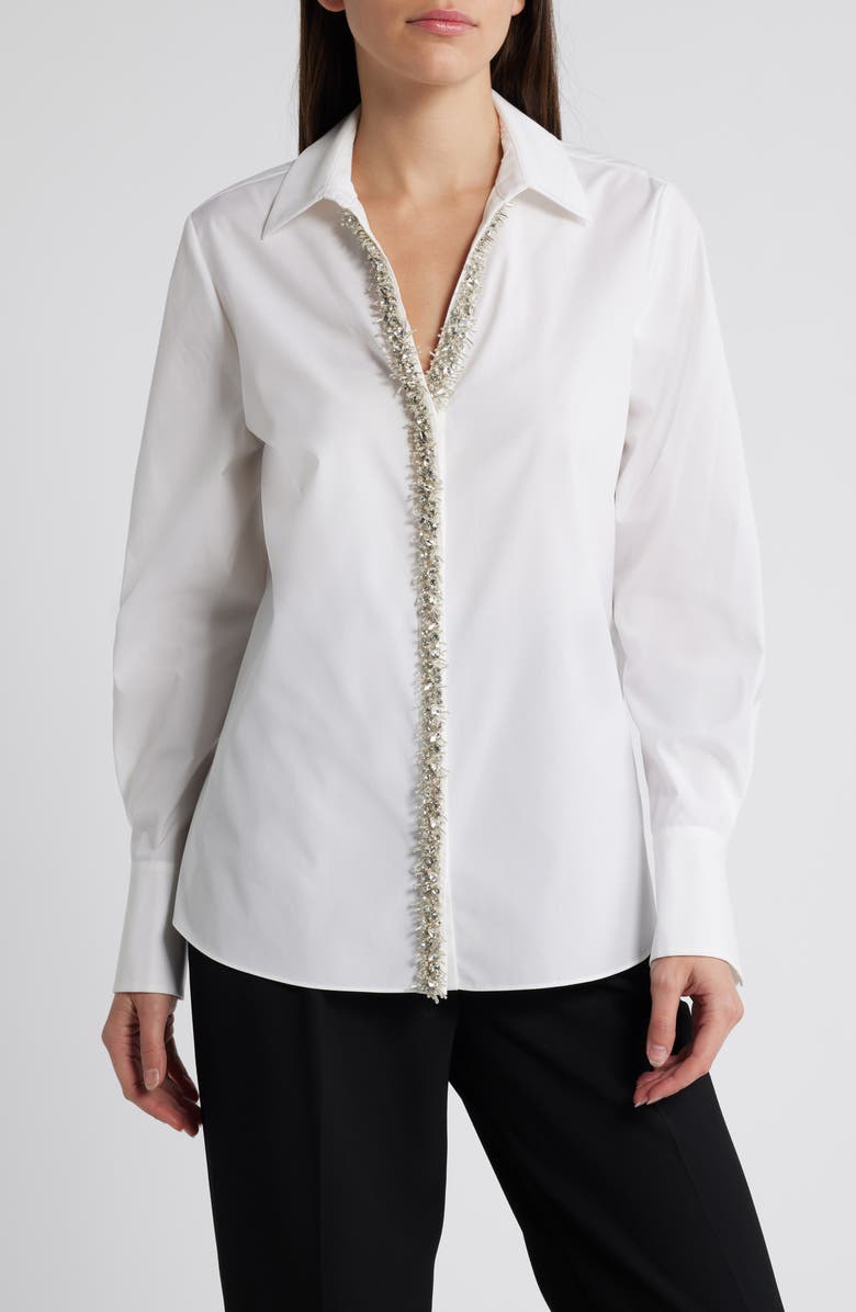 KOBI HALPERIN Gabbay Embellished Poplin Button-Up Shirt, Main, color,