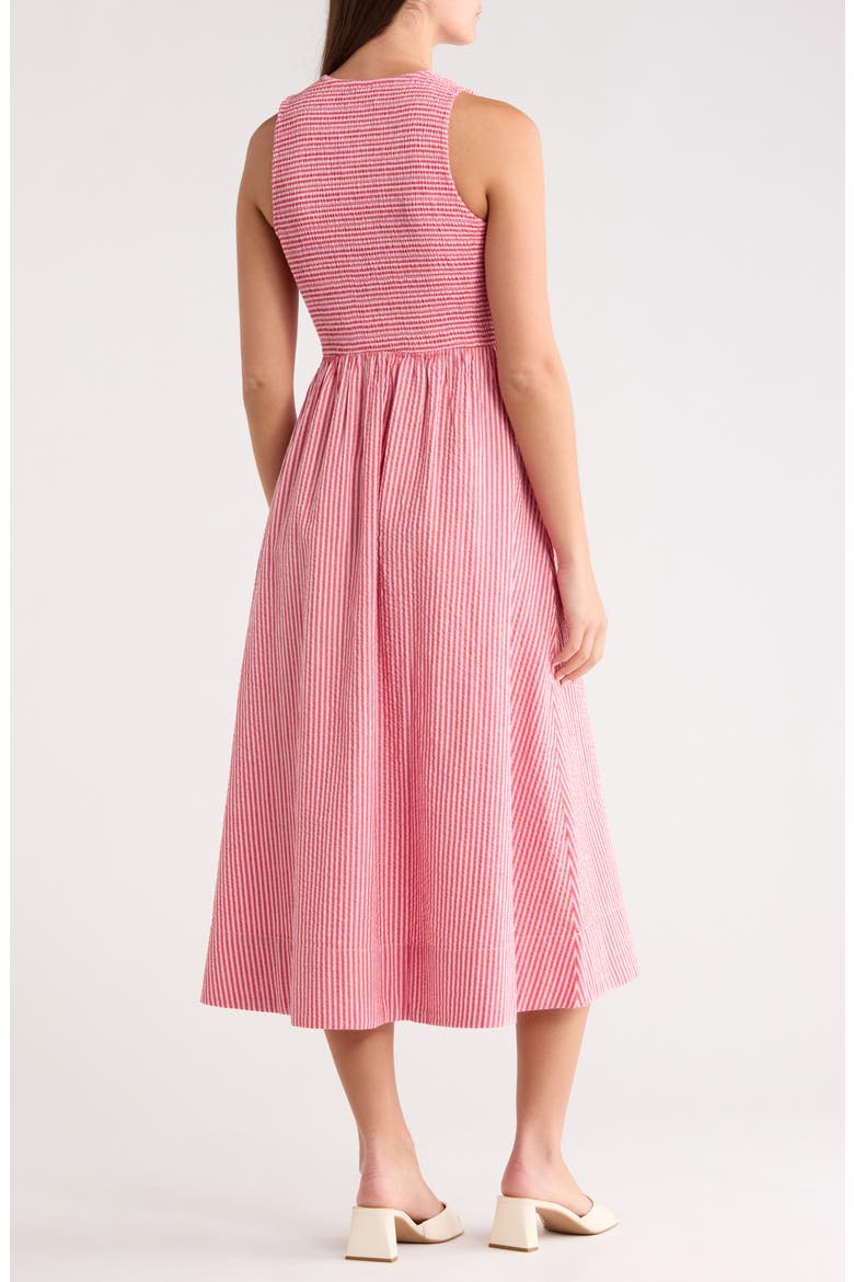Darcy Stripe Smocked Seersucker Midi Dress, Alternate, color, PINK STRIPE