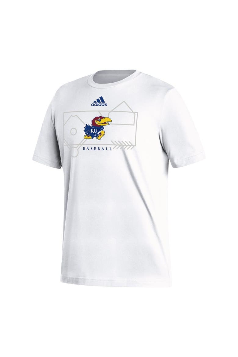 Men's adidas White Kansas Jayhawks Locker Lines Baseball Fresh T-Shirt, Alternate, color, White