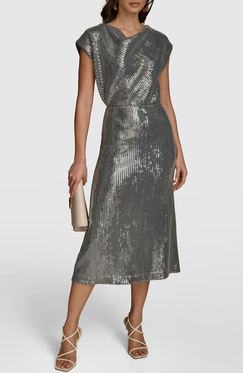 Donna Karan New York Sequin Mesh Skirt In Storm Blue
