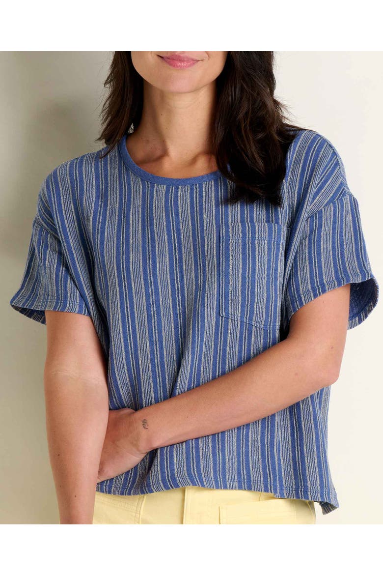 Tate Double Weave Short Sleeve Shirt, Alternate, color, Kyanite Stripe