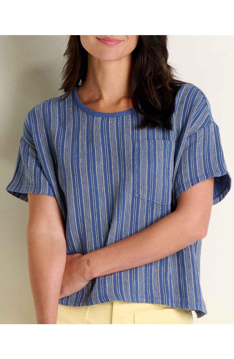 Toad & Co Tate Double Weave Short Sleeve Shirt, Alternate, color, Kyanite Stripe
