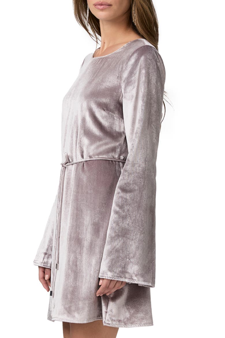 Carmelyn Waist Tie Satin Dress, Alternate, color, PEWTER