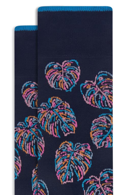 Bugatchi Leaf Pattern Mercerized Cotton Blend Dress Socks