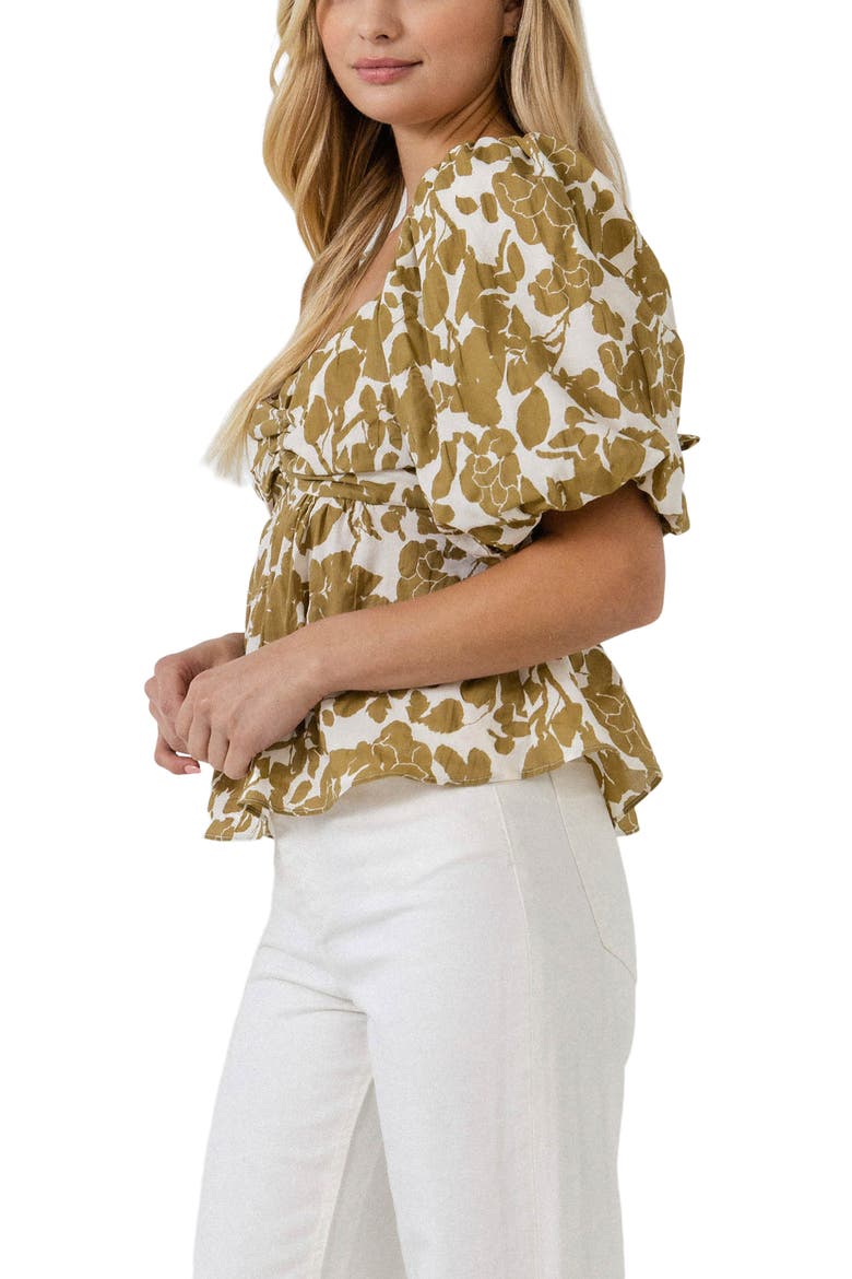 Floral Peplum Top, Alternate, color, TAN