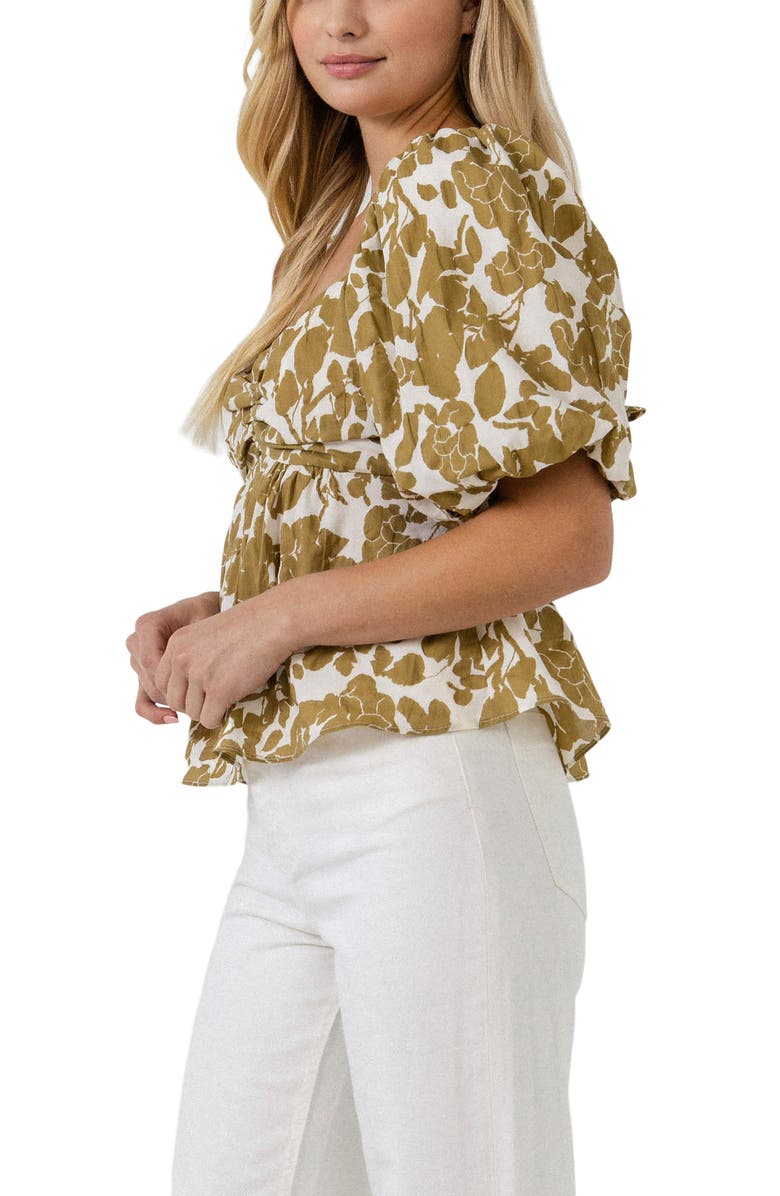 Free the Roses Floral Peplum Top, Alternate, color, Tan