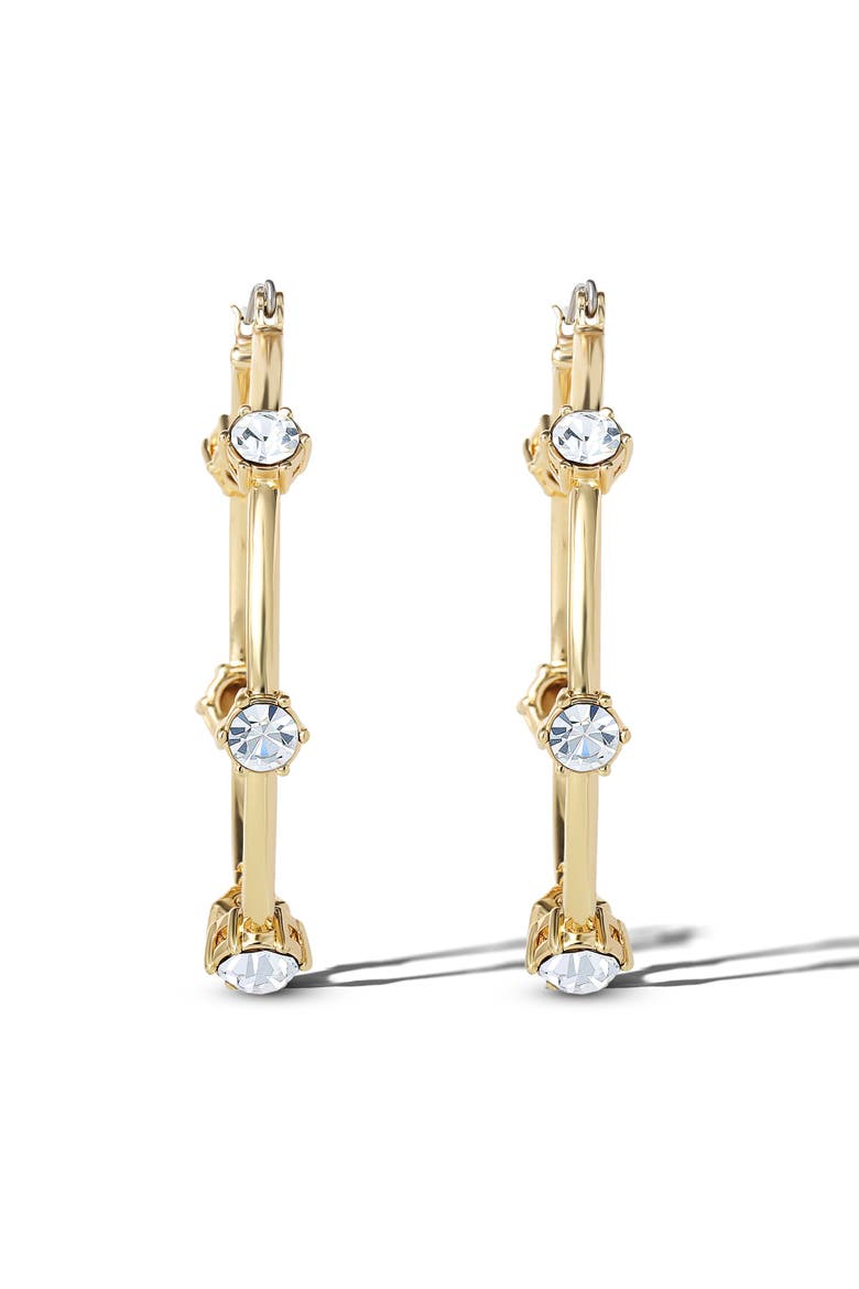 Drop and Hoop Earrings with Crystal Embellishments, Alternate, color, Gold