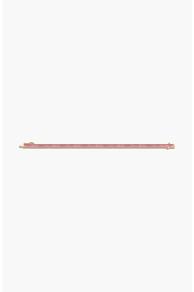 Lab Grown Pink Sapphire Baguette Tennis Bracelet, Alternate, color, Yellow Gold Vermeil