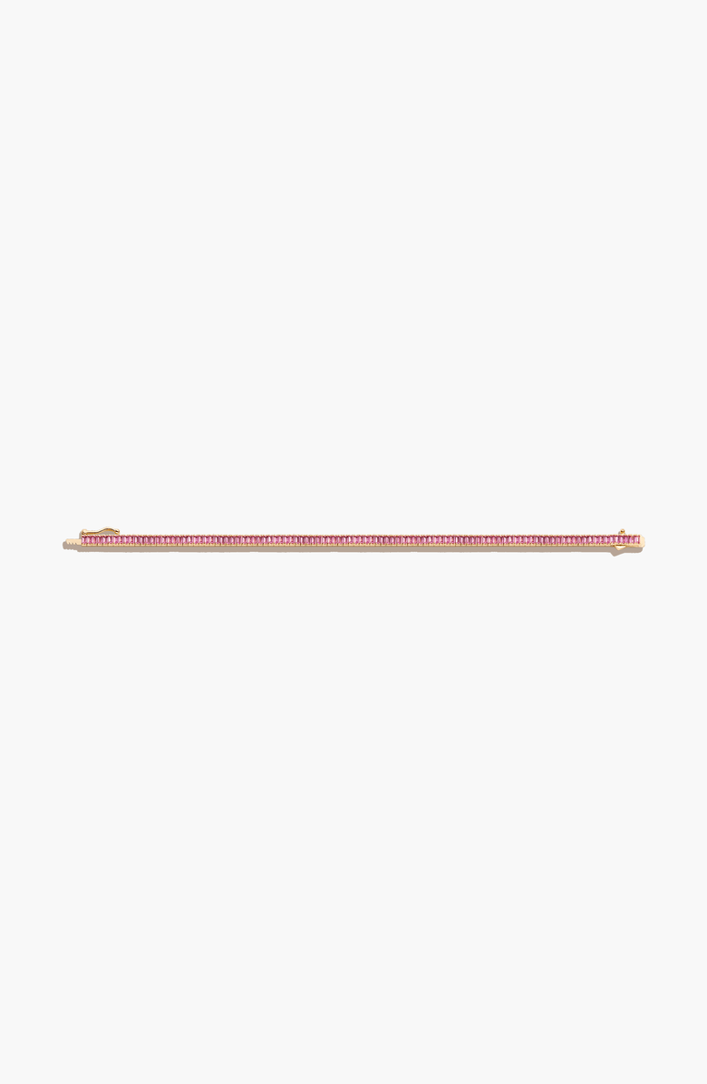 Aurate New York Lab Grown Pink Sapphire Baguette Tennis Bracelet, Alternate, color, Yellow Gold Vermeil