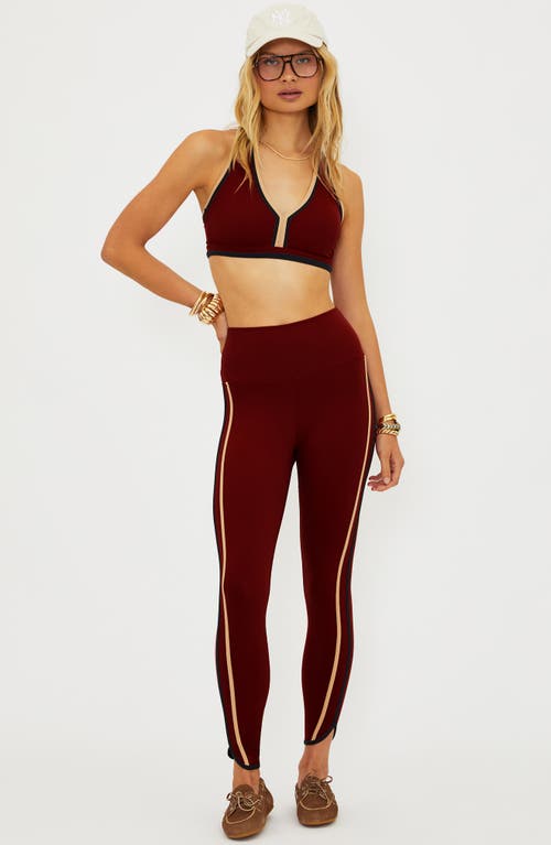 Beach Riot Nella Side Stripe Ankle Leggings In Red