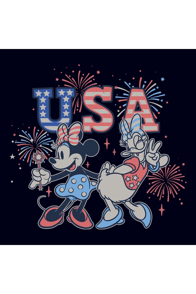 Women's Mickey & Friends Minnie and Daisy Fireworks  Graphic T-Shirt, Alternate, color, Navy Blue