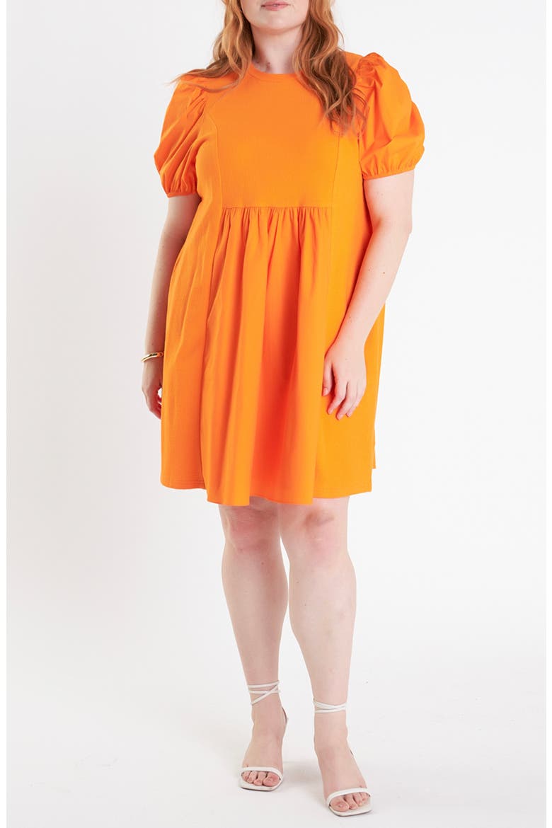 Mixed Media Babydoll Minidress, Main, color, ORANGE