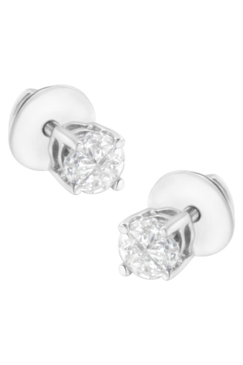 14K White Gold 1/2 Cttw Pie-Cut Diamond Solitaire Stud Earrings, Alternate, color, White