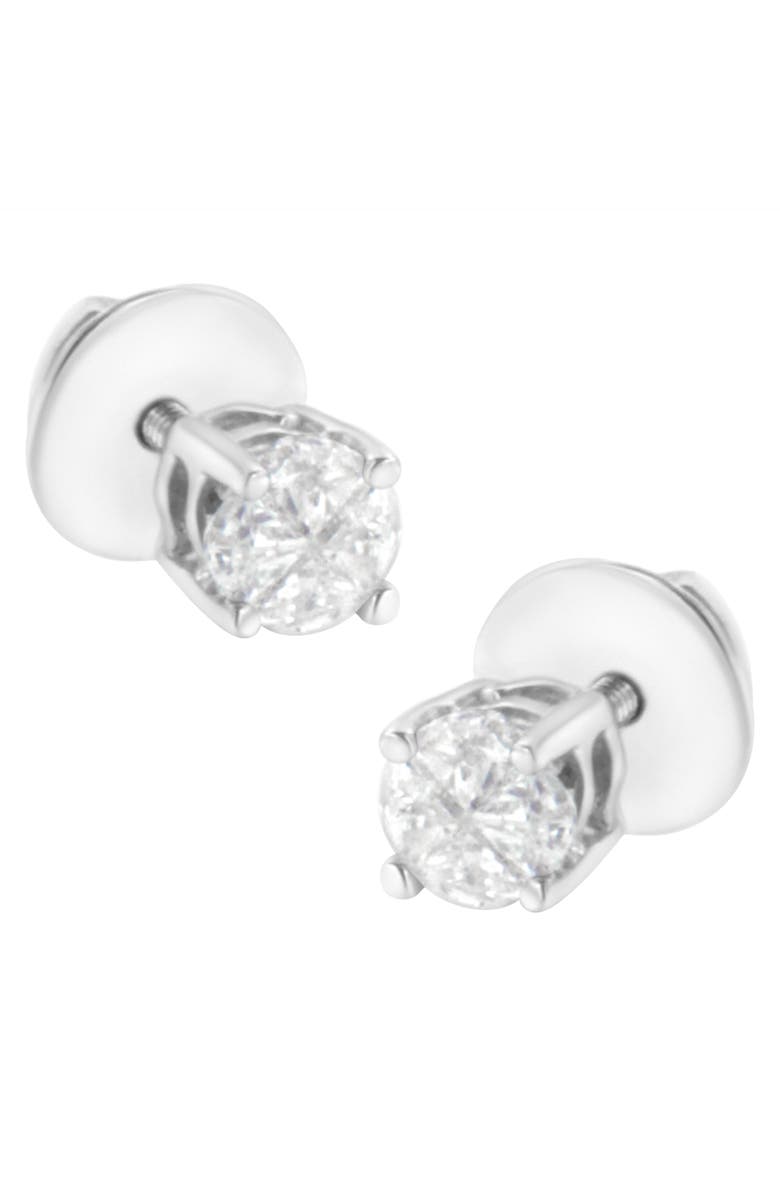 Haus of Brilliance 14K White Gold 1/2 Cttw Pie-Cut Diamond Solitaire Stud Earrings, Alternate, color, White