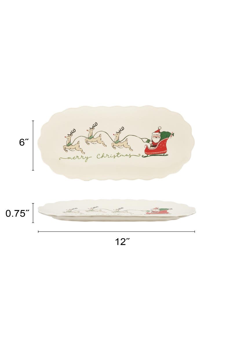 Scalloped Stoneware Sleigh Platter, Alternate, color, Multicolor