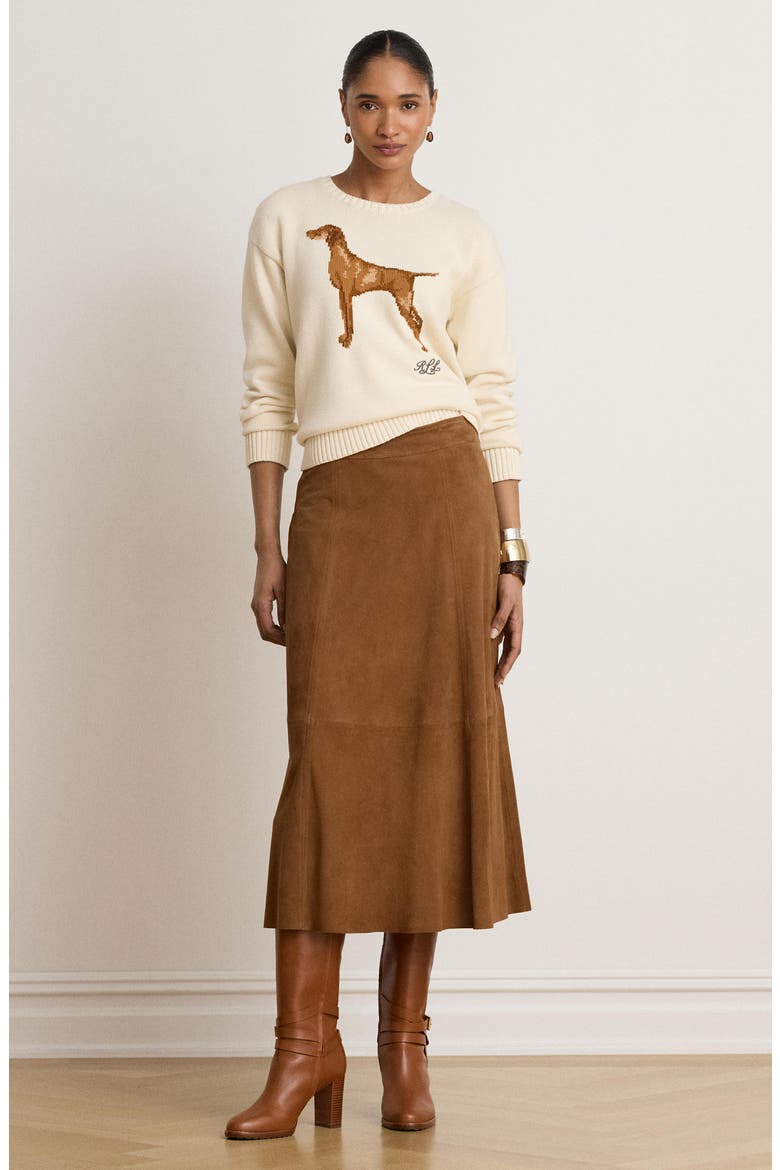 A Line Suede Midi Skirt, Alternate, color, LIGHT TOBACCO BROWN