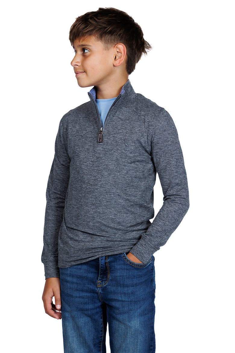 Kids' Brushed Mélange Quarter Zip Pullover, Alternate, color, CHARCOAL HEATHER
