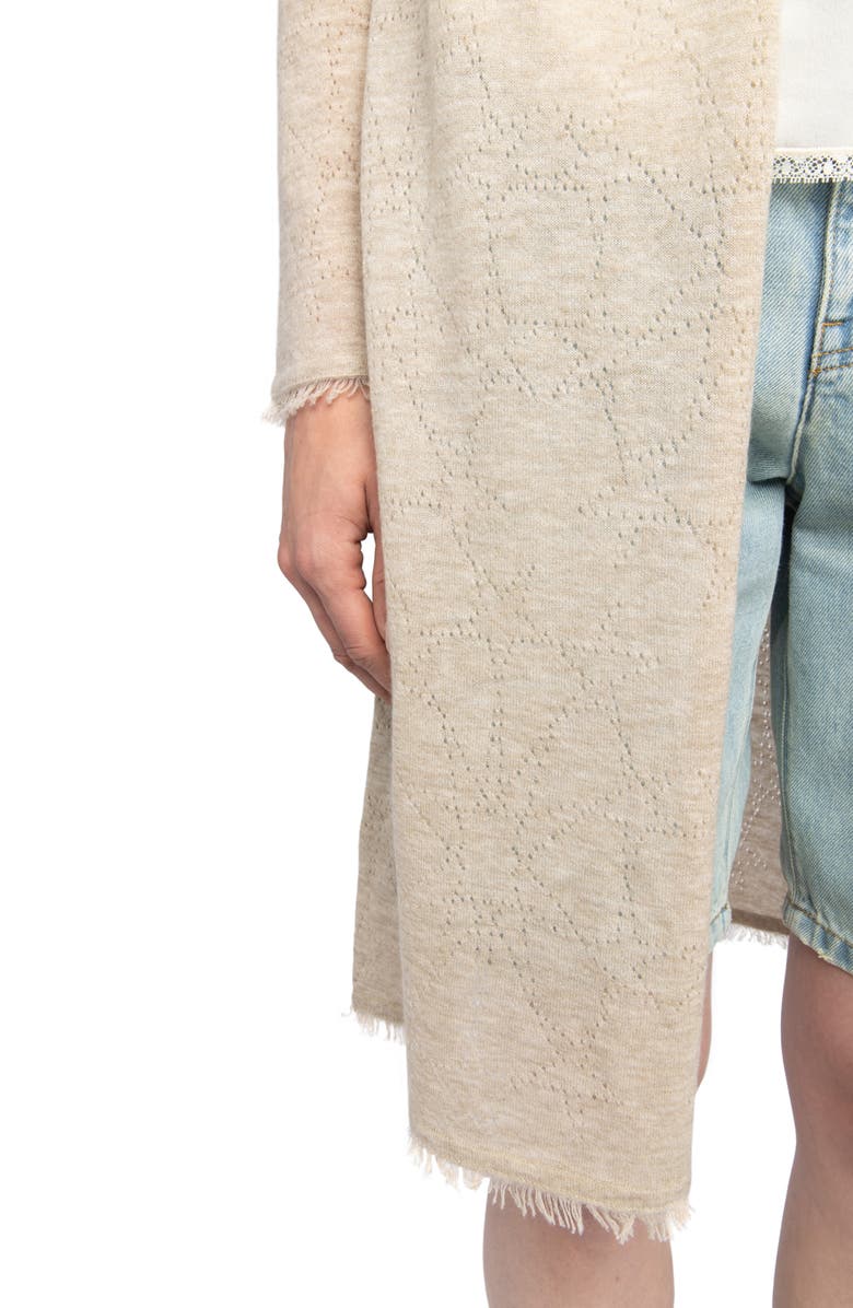 Zadig & Voltaire Pointelle Stars Fray Cashmere Cardigan, Alternate, color, 