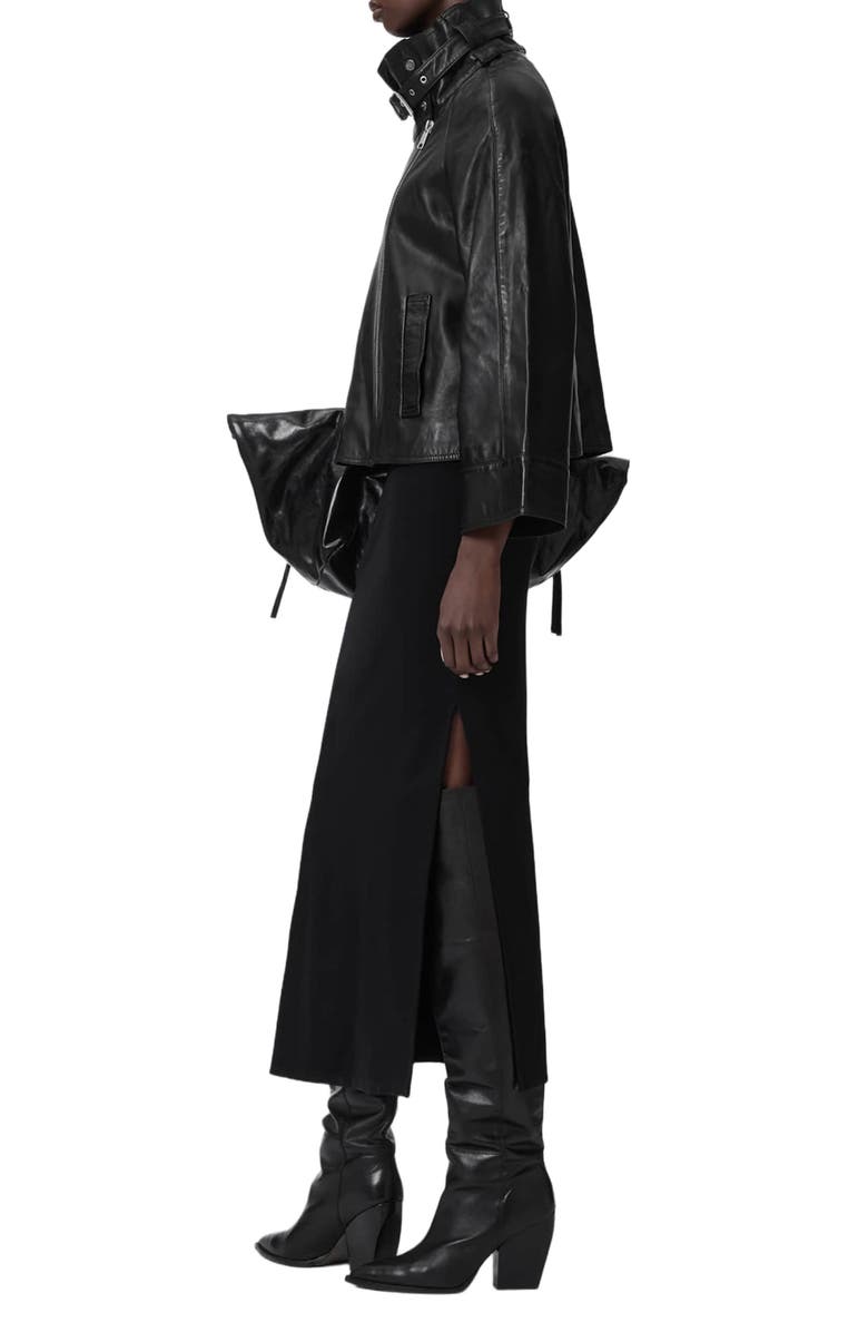 AllSaints Rhodes Leather Jacket, Alternate, color, Black