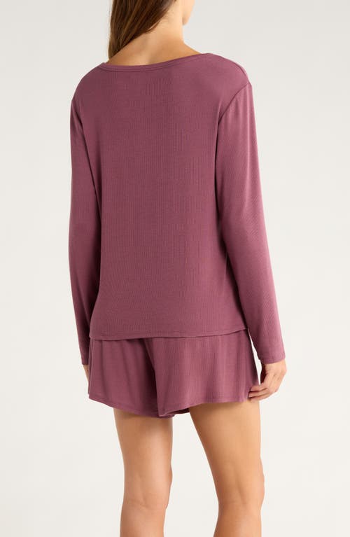 Nordstrom Moonlight Eco Rib Long Sleeve Shortie Pajamas In Purple