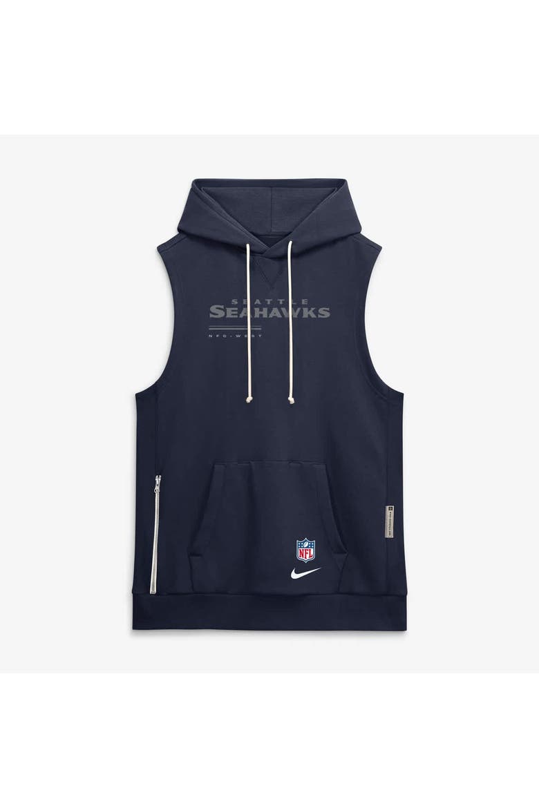 Men's Nike College Navy Seattle Seahawks Sideline Standard Issue Dri-FIT Sleeveless Hoodie, Alternate, color, College Navy