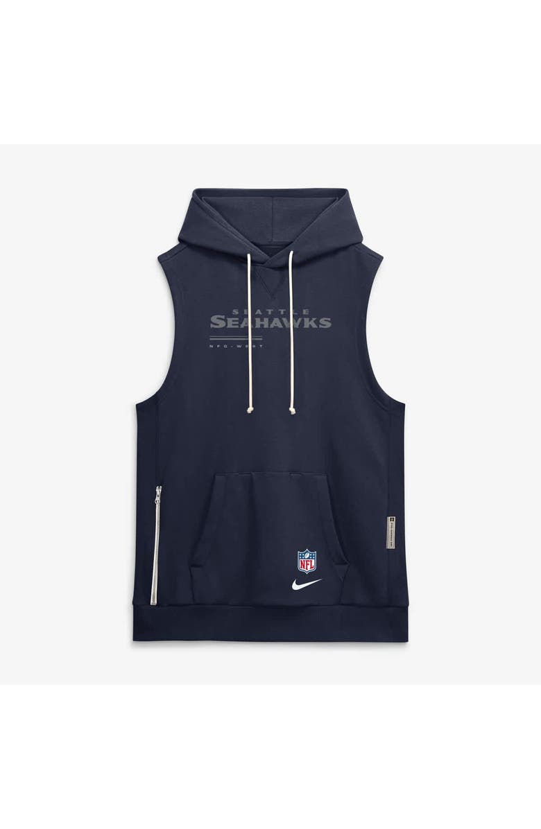 Nike Men's Nike College Navy Seattle Seahawks Sideline Standard Issue Dri-FIT Sleeveless Hoodie, Alternate, color, College Navy