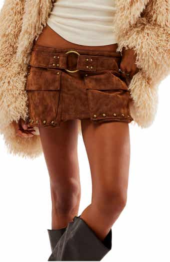 Free People Low Rise Faux Suede Micro Miniskort