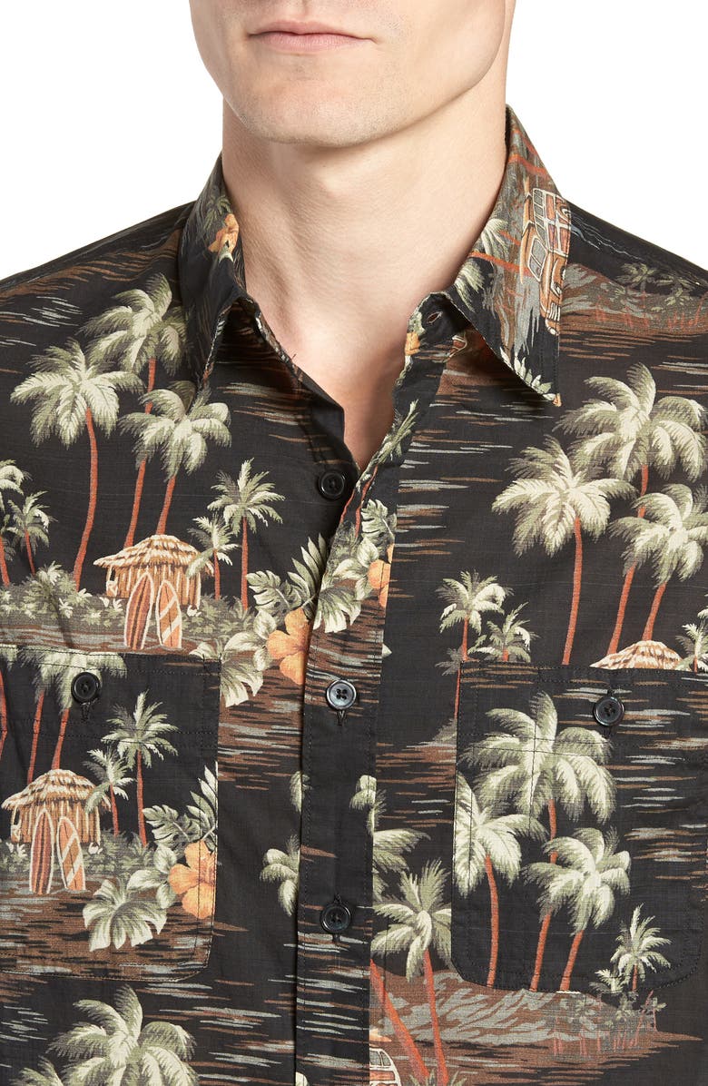 J.Crew Wallace & Barnes Regular Fit Tropical Print Sport Shirt, Alternate, color, 