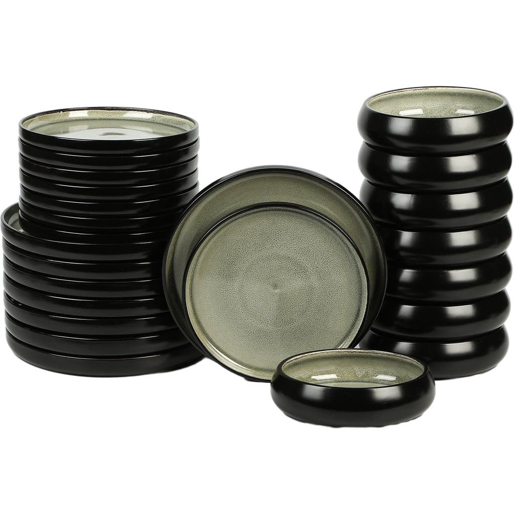 Stone Lain Lagoon Stoneware 24-piece Dinnerware Set In Green