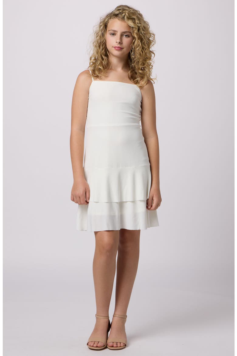 Bow Back Tiered Dress, Main, color, IVORY