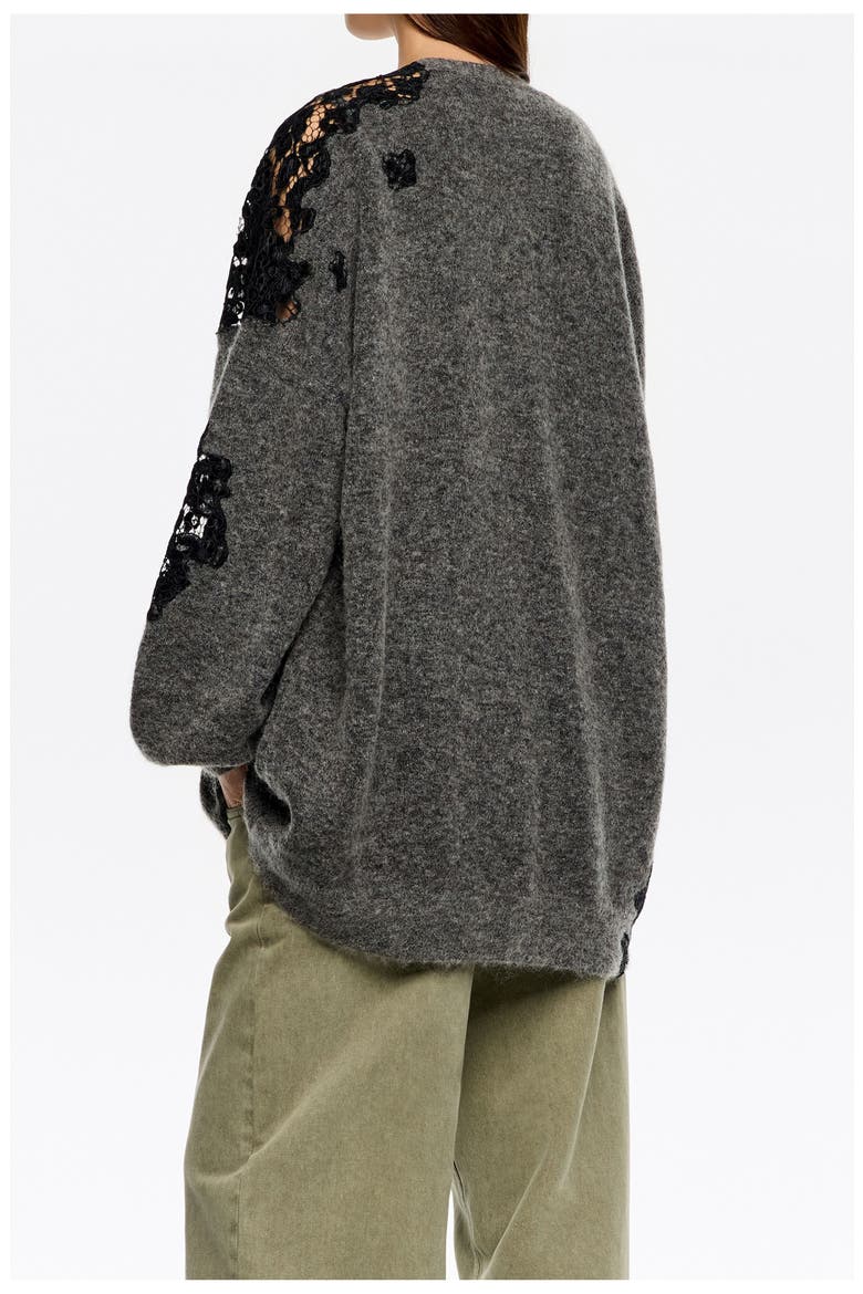 Long Lace Cardigan, Alternate, color, DARK GREY
