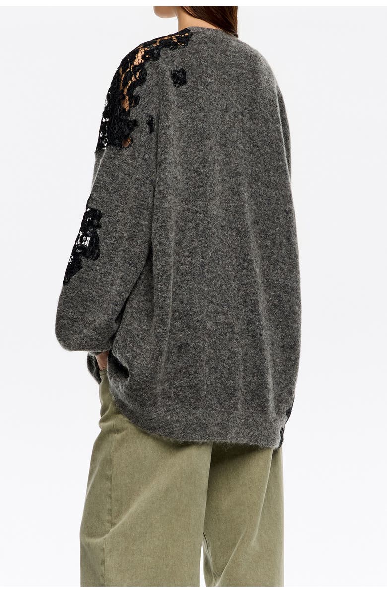 Bimba y Lola Long Lace Cardigan, Alternate, color, Dark Grey