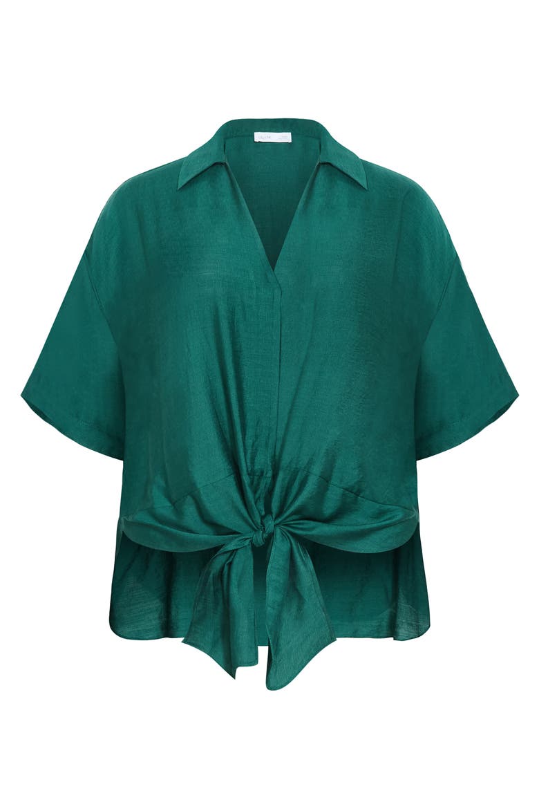 Rosie Tie Front Shirt, Alternate, color, JADE