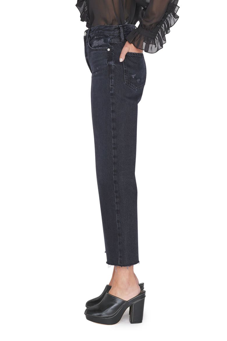 Le Jane Raw Hem Crop Straight Leg Jeans, Alternate, color, INKWELL RIPS