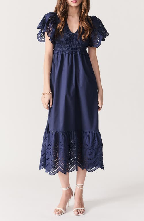 Deluc Avis Embroidered Ruffle Cotton Midi Dress