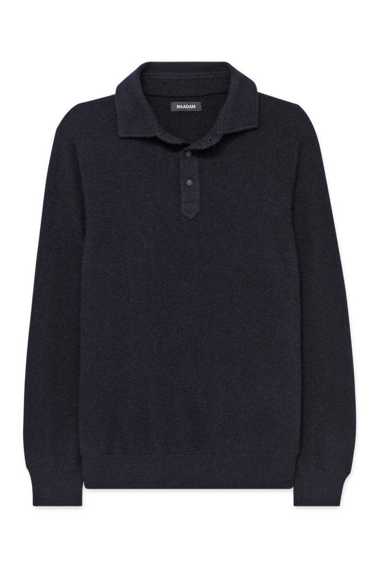 Signature Cashmere Long Sleeve Polo, Alternate, color, Navy