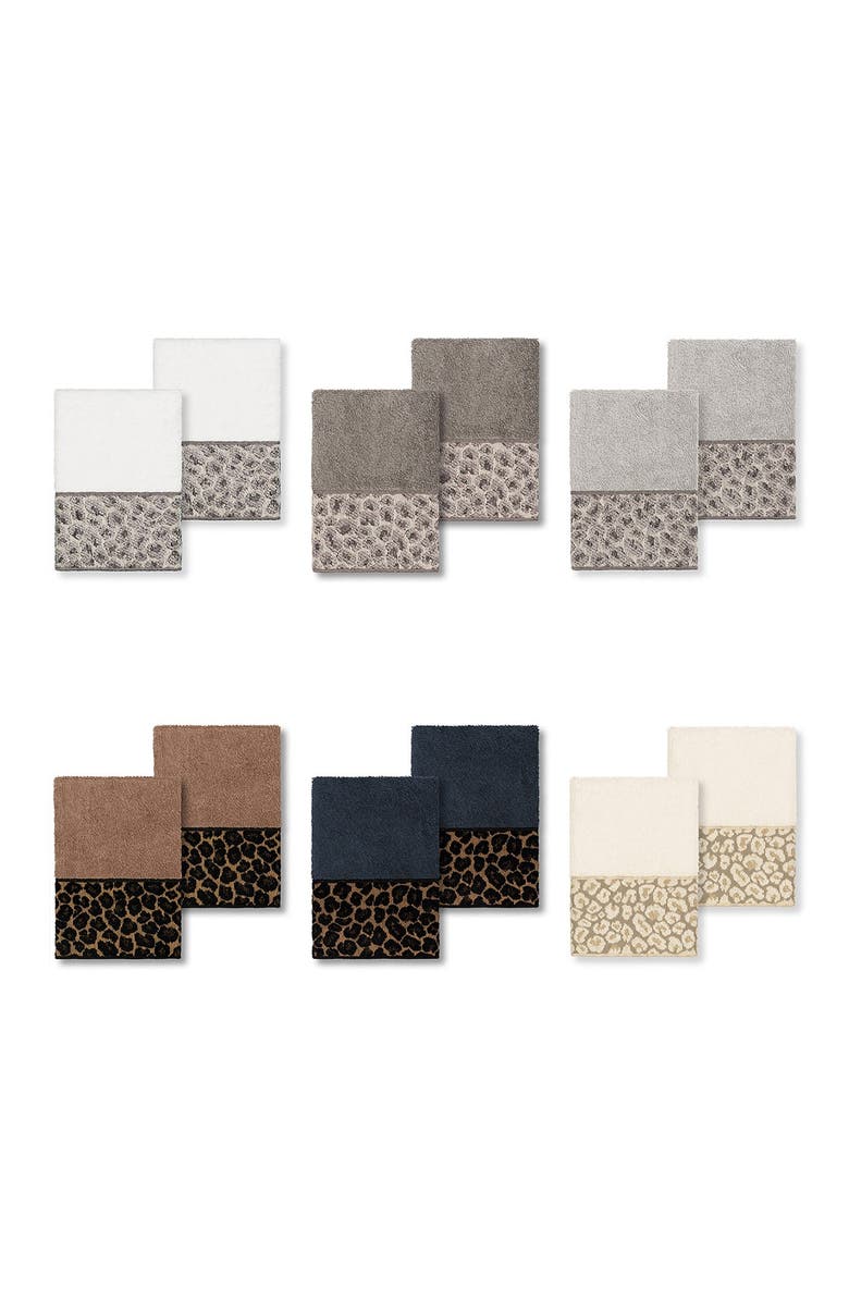 Linum Home Textiles Spots Embellished Washcloth - Set of 2 - Midnight Blue, Alternate, color, Midnight Blue