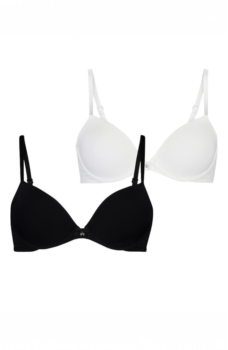 Hunkemöller 2-Pack Padded Underwired Bra, Alternate, color, Black-White
