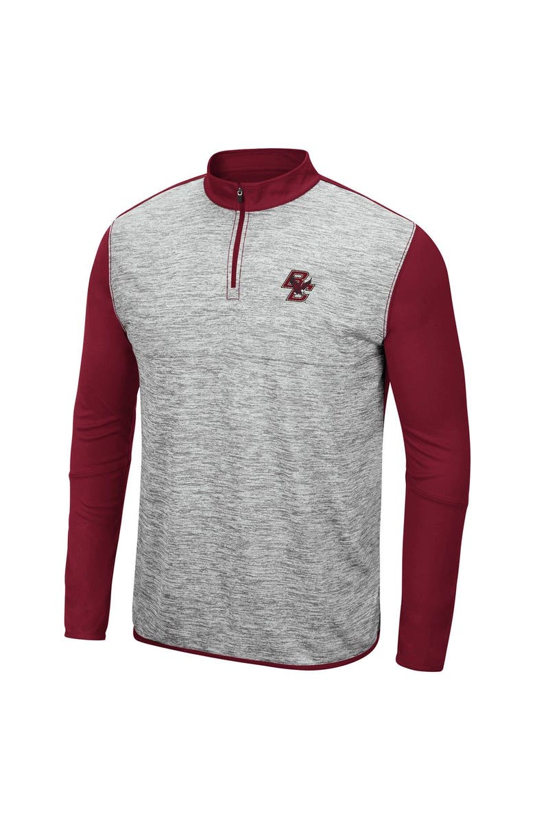 COLOSSEUM Men's Colosseum Heathered Gray/Maroon Boston College Eagles Prospect Quarter-Zip Jacket, Alternate, color, 