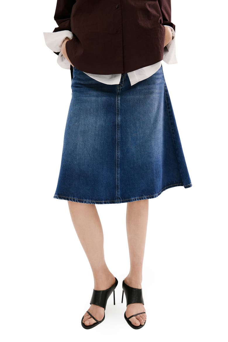 Denim Midi Skirt, Main, color, DARK BLUE