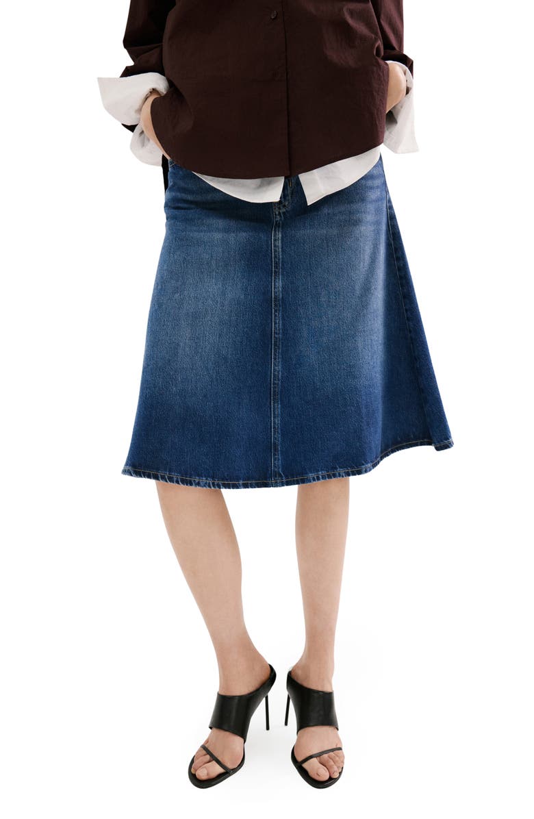 MANGO Denim Midi Skirt, Main, color, Dark Blue