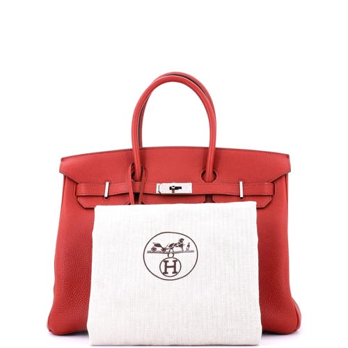 Pre-owned Hermes Hermes Birkin Handbag Red Togo With Palladium Hardware 35 In Red