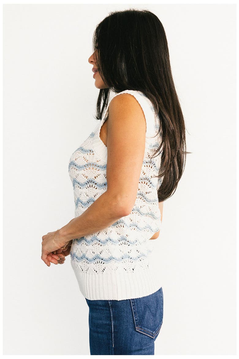 Baeza Crochet Tank, Alternate, color, Blue and Off White
