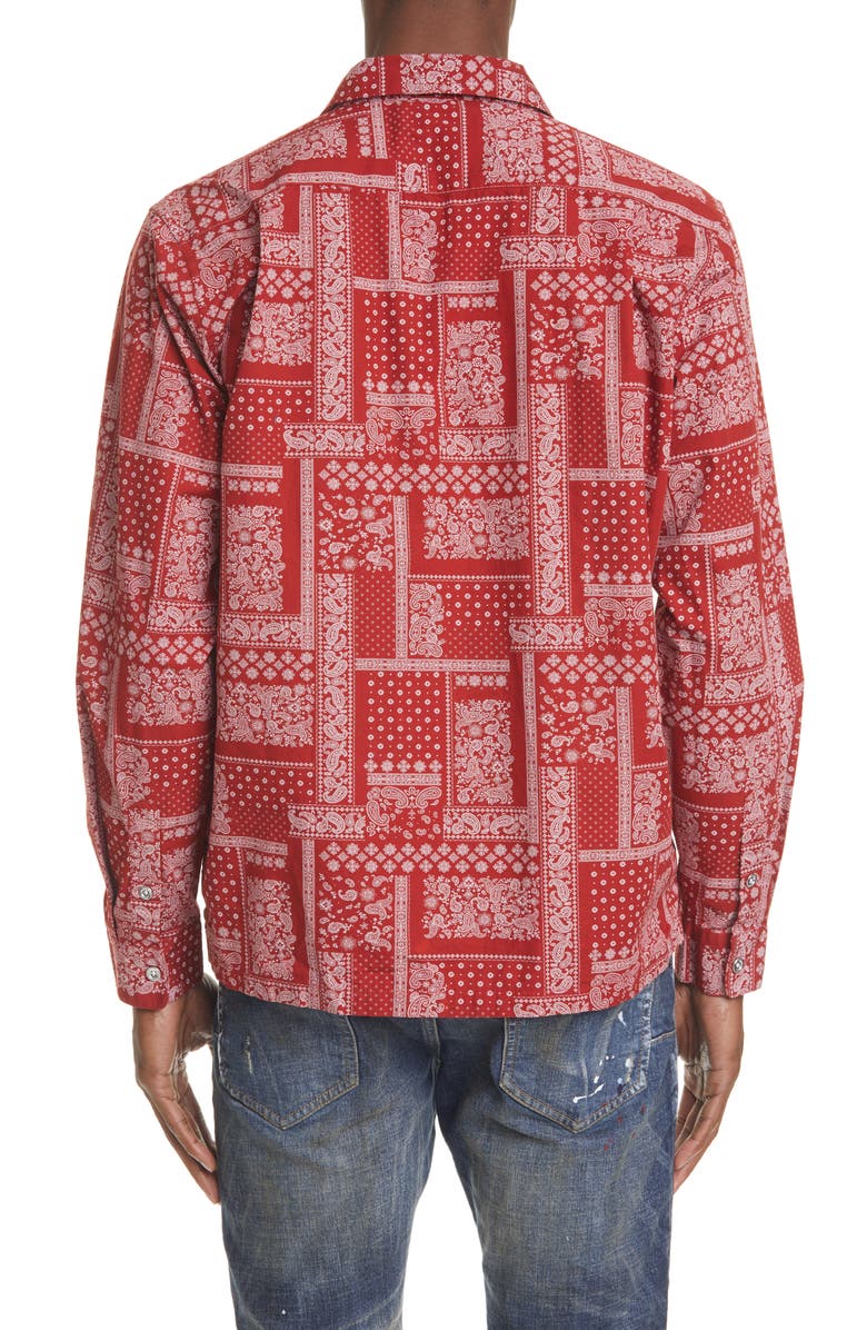 PURPLE BRAND PURPLE Red Bandana Button-Up Shirt, Alternate, color,