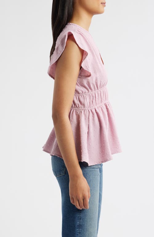 Loveappella Flutter Sleeve Empire Waist Top In Pink