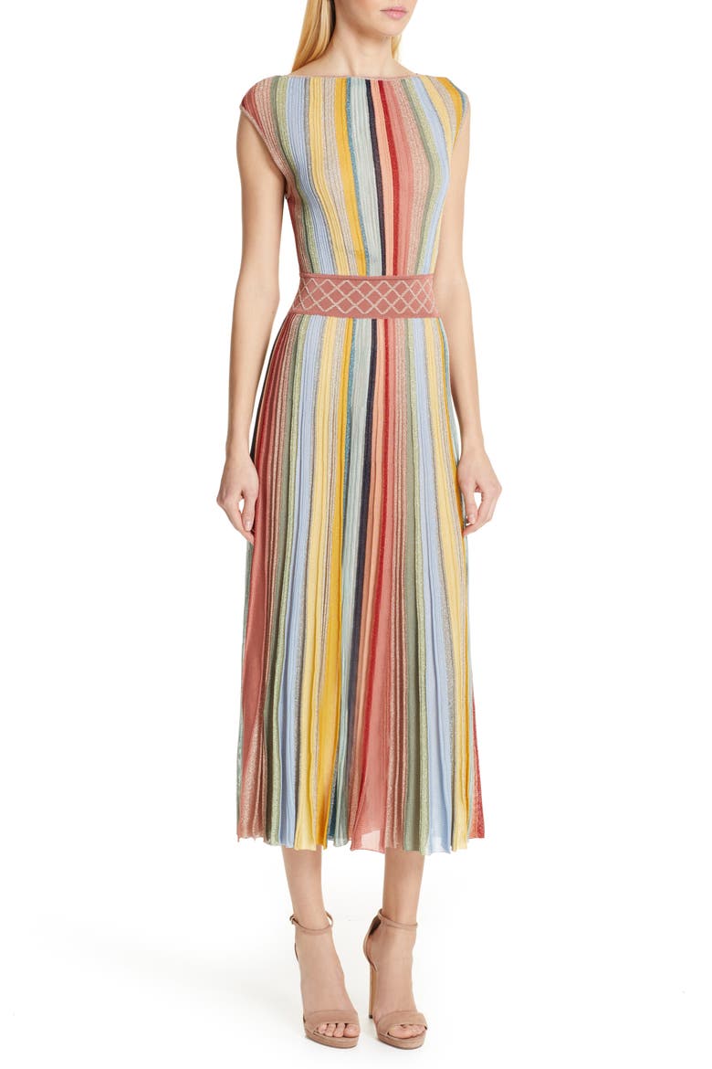 Reversible Metallic Stripe Sweater Dress, Alternate, color, PINK