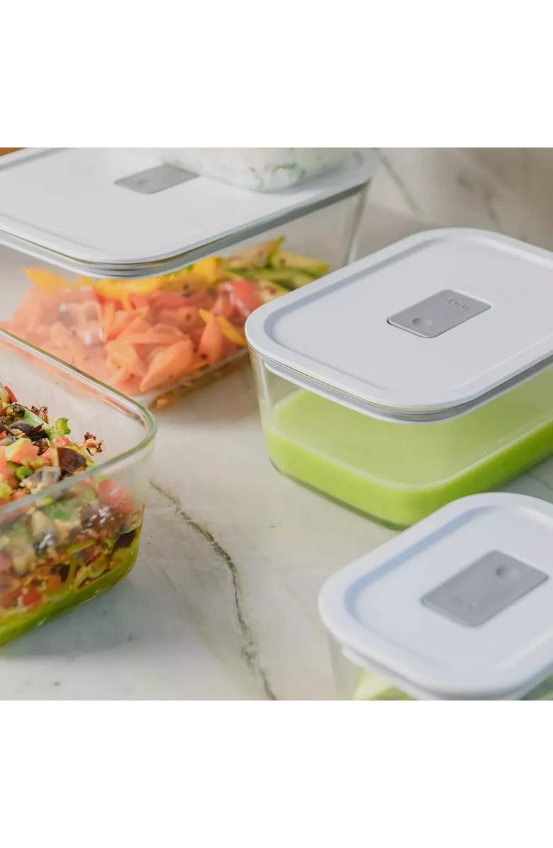 OU Stackable Airtight Glass Food Storage Container with Microwave Valve and Leak Proof Lid, Alternate, color, 
